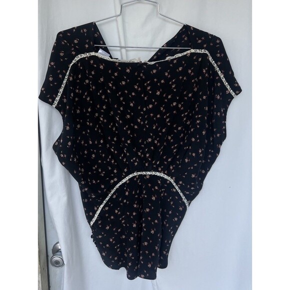 Rachel Comey Floral Silk Blouse Cowl Neck Top Lace Trim Small Cottage Prairie - Picture 3 of 8